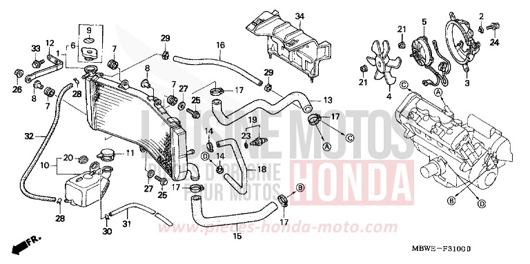 KUEHLER von CBR600F VR Special PEARL FLASH YELLOW (Y163B) von 2002